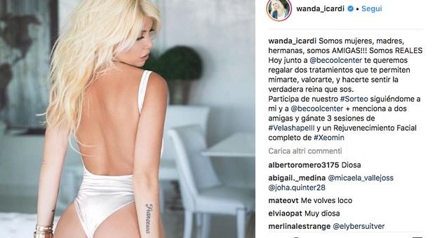 Wanda Nara superhot su Instagram: il body bianco fa impazzire i followers
