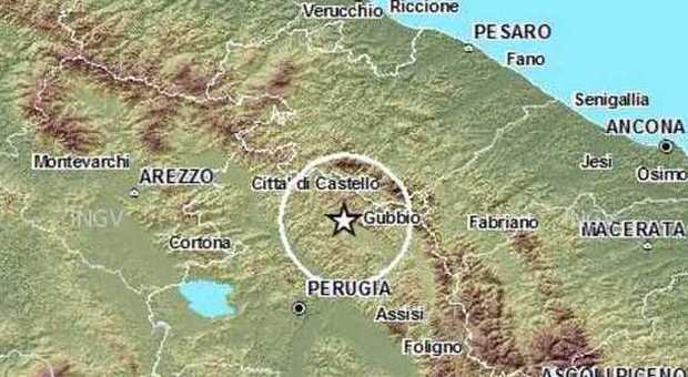 Umbria, forte scossa di terremoto l'epicentro nella zona di Gubbio