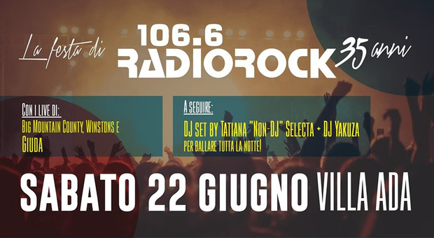 Radio Rock festeggia 35 anni di musica: il 22 giugno a Villa Ada concerti e dj-set