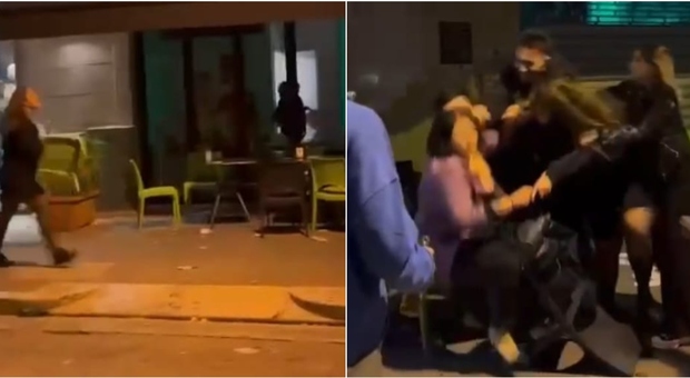 Cassino, rissa davanti al bar: ragazze si lanciano le sedie (e gli uomini riprendono la scena). Il video diventa virale