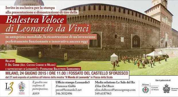 La balestra veloce di Leonardo da Vinci in mostra dal 27 giugno al Castello Sforzesco