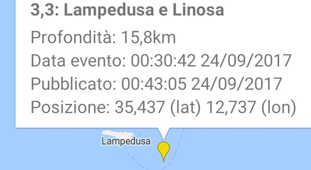 Terremoto alle 0.30 a Lampedusa e Linosa, paura tra gli abitanti delle isole