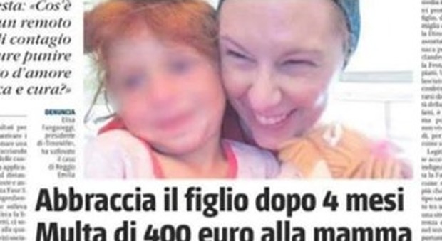 Mamma abbraccia figlio dopo 4 mesi di lockdown: multata di 400 euro per mancato distanziamento