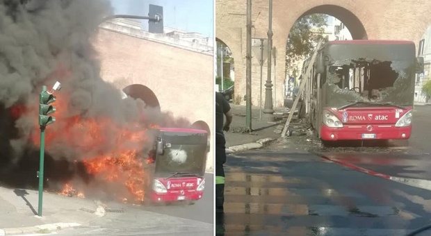 Roma, un altro bus Atac a fuoco: l'autista mette in salvo i passeggeri prima dell'arrivo dei Vigili del fuoco