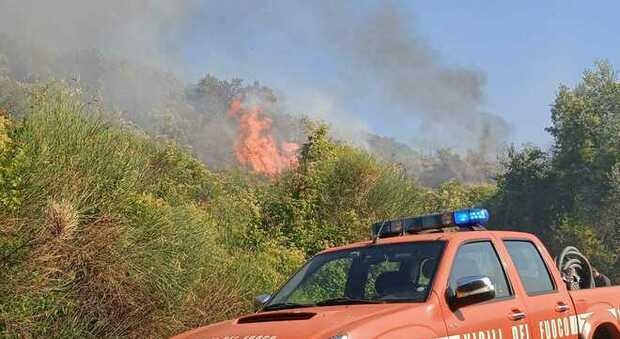 Vasto incendio in un'area boschiva in Sabina: ore di intervento per spegnerlo