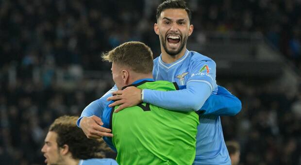Lazio’s Taty Castellanos celebrates after scoring the goal 2-0 during the Coppa Italia Semi-final soccer match between Lazio and Juventus at the Rome's Olympic stadium, Italy Tuesday April 23, 2024 - Sport - Soccer (Photo by Fabrizio...