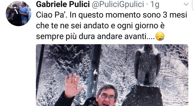 Felice Pulici, il figlio Gabriele lo ricorda commosso: «Sono tre mesi che te ne sei andato ed è difficile andare avanti»