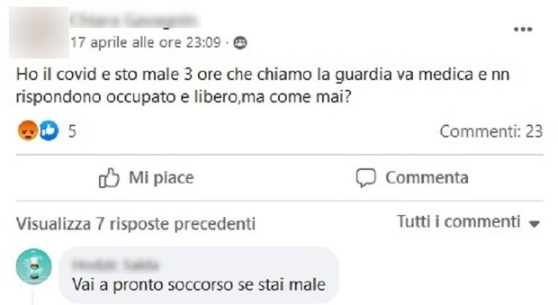 «Sto male e la guardia medica non risponde da 3 ore», carabinieri allertati: scoppia la polemica e la dottoressa risponde su Facebook