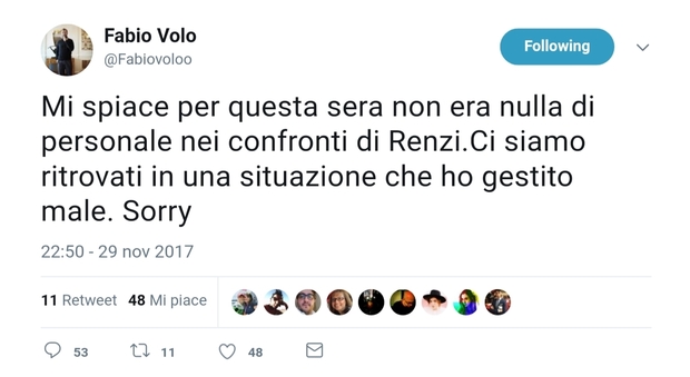 Lite con Renzi, il tweet di Volo