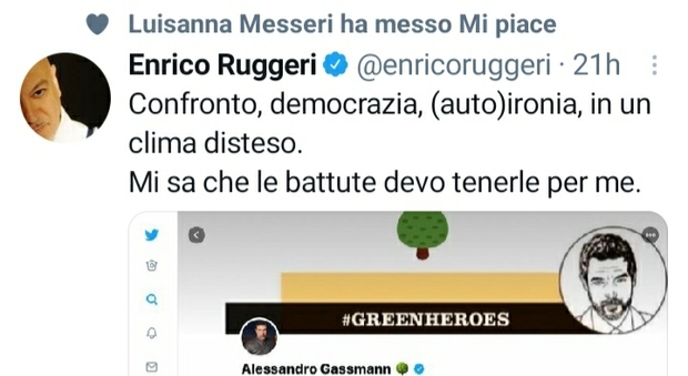 Alessandro Gassmann blocca Enrico Ruggeri su Twitter dopo lo scontro per la festa dei vicini: «Le battute devo tenerle per me»