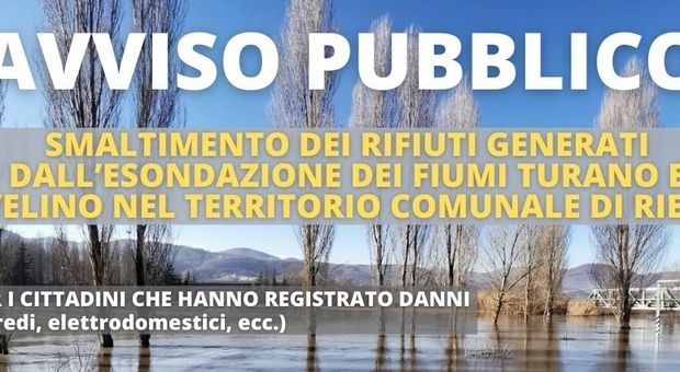 Esondazione Turano: il Comune di Rieti organizza lo smaltimento dei rifiuti
