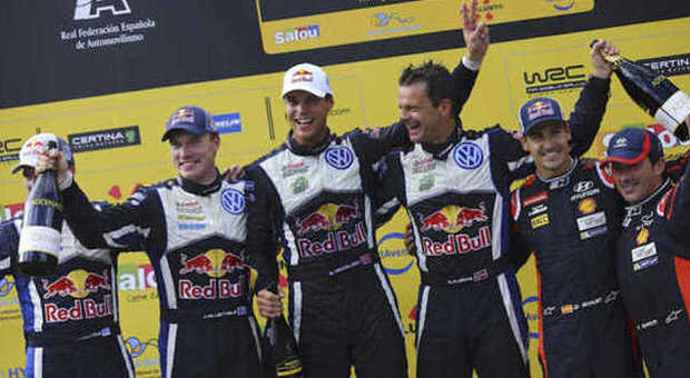 Il podio del Rally di Catalogna, due Volkswagen e una Hyundai