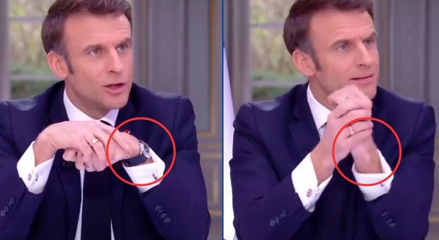 Macron parla di sacrifici, ma indossa un orologio da 80mila euro. Poi si accorge della figuraccia e se lo sfila di nascosto VIDEO