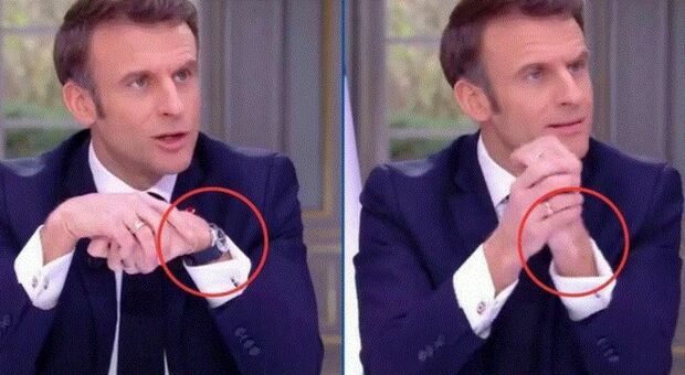 Macron e l'orologio da 80mila euro: il presidente parla di sacrifici in tv e se lo sfila di nascosto. Il video spopola sui social
