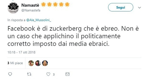Alessandra Mussolini e il giallo del like - poi tolto - ad un tweet antisemita