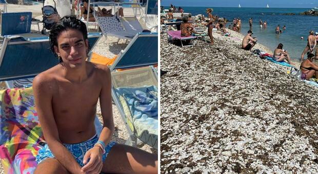 Mareggiata al Passetto, da giorni spiaggia invasa da alghe e detriti. Il campione del Mondo Marini: «E nessuno pulisce»
