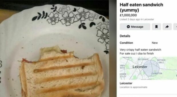 Panino mangiato a metà in vendita a 1,3 milioni di euro su Fb: «Gustoso e croccante». Bufera sui social