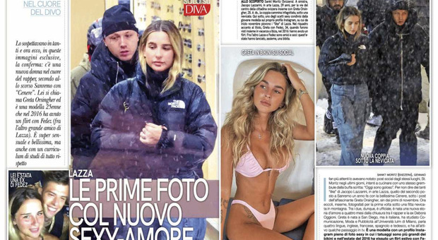 Lazza con la nuova fidanzata Greta Orsingher sotto la neve a St Moritz: lei è l'ex di Fedez