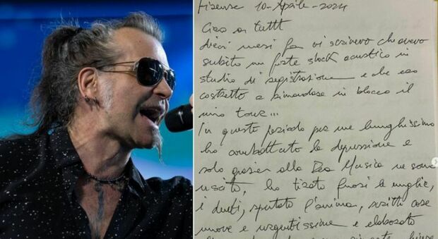 Piero Pelù torna con una lettera scritta a mano: «Dopo lo choc acustico ho combattuto la depressione. La musica mi ha salvato»
