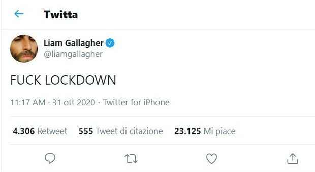 Liam Gallagher sbotta contro le restrizioni: « Fuck Lockdown»