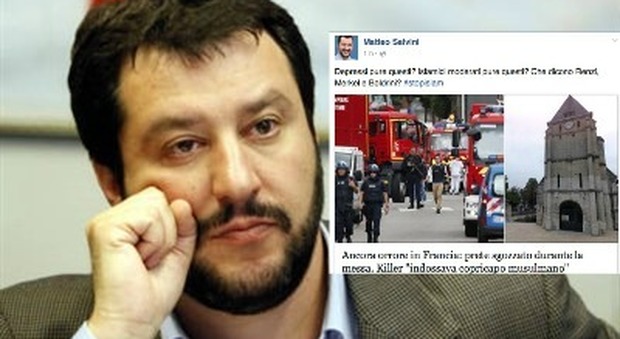Assalto nella chiesa francese, Salvini choc su Fb: "Depressi pure questi?"