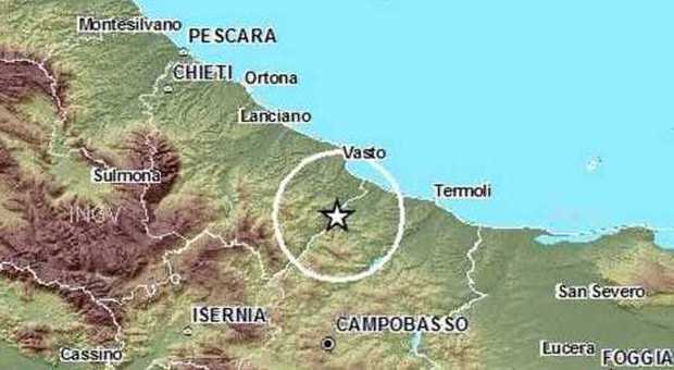 Scossa di terremoto tra Molise e Abruzzo Magnitudo 2,4 a 9 km di profondità