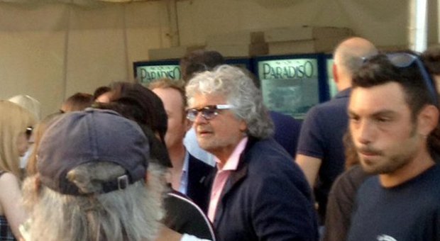Beppe Grillo nella tribuna vip del Circo Massimo per il concerto dei Rolling Stones