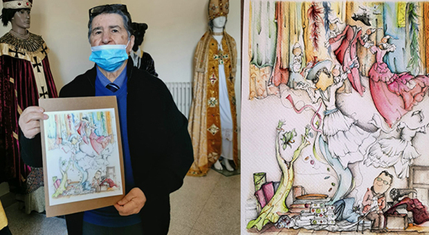 A sinistra Vincenzo Canzanella, a destra l'illustrazione di Andrea Maresca