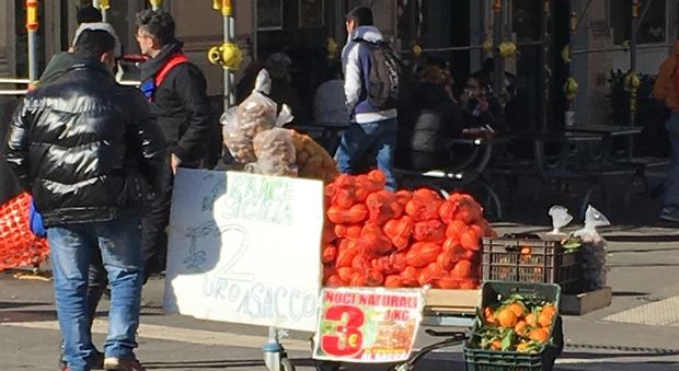 Roma, a piazzale Flaminio il mercato improvvisato: pacchi di noci vendute a tre euro