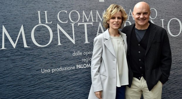 Gli attori Luca Zingaretti e Sonia Bergamasco durante il photocall di due nuovi film per la tv del Commissario Montalbano