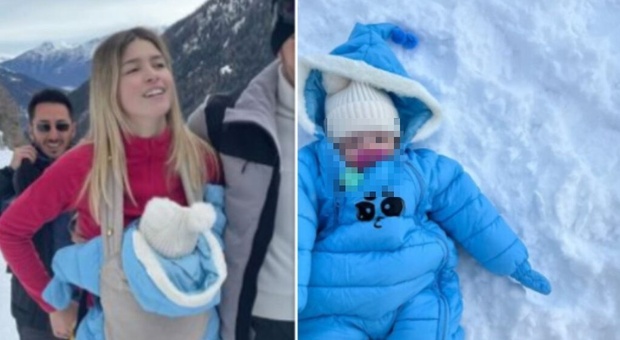 Natalia Paragoni e la piccola Ginevra sulla neve a Gerola: «Finalmente, orsetti in montagna»