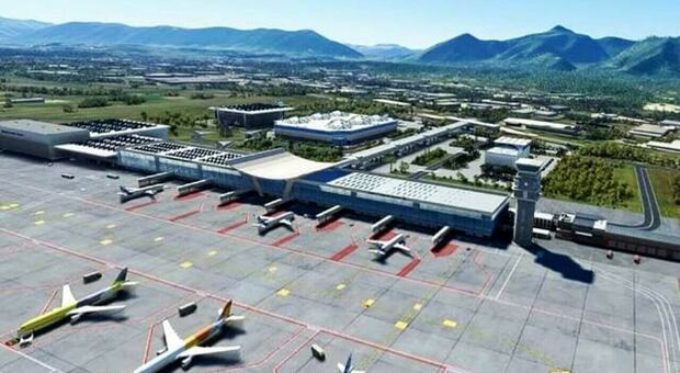 Un rendering del progetto dell'aeroporto di Frosinone