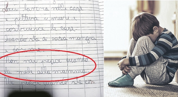Bimbo di 7 anni a scuola scrive il tema sul papà: «Fa male alla mamma»
