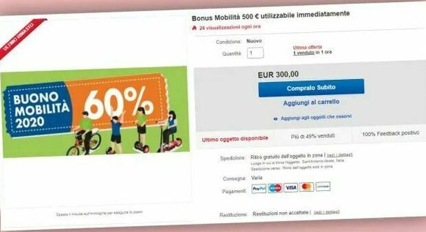 La truffa dei bonus mobilità da 500 euro: in vendita su eBay, ma non valgono nulla