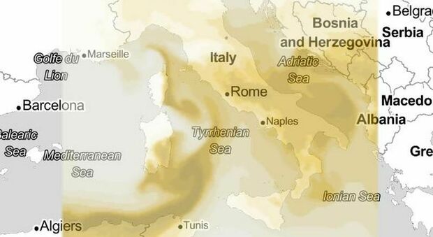 Cielo giallo, il fenomeno meteo della sabbia sahariana: cosa sta accadendo (e perché la nube invade il Mediterraneo)