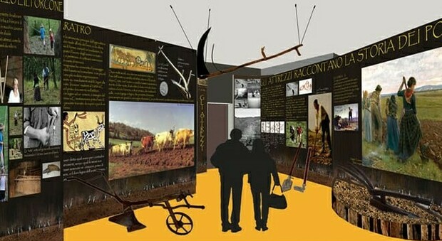 La simulazione della sala degli attrezzi del futuro Museo