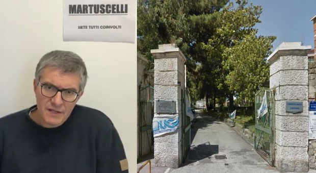 A sinistra Toni Nocchetti, presidente di Tutti a scuola, a destra l'entrata dell'Istituto Martuscelli