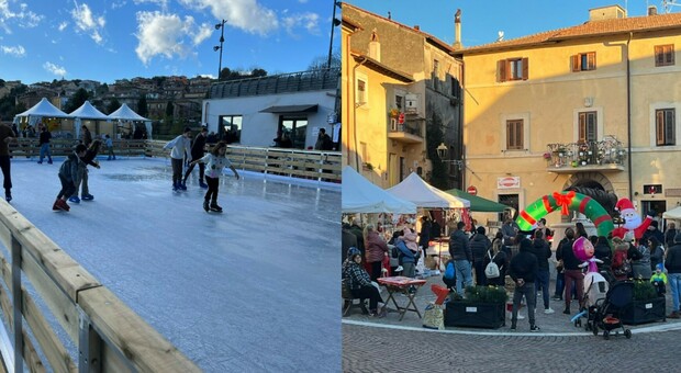 Natale a Rignano Flaminio, il villaggio fa show con la pista di ghiaccio