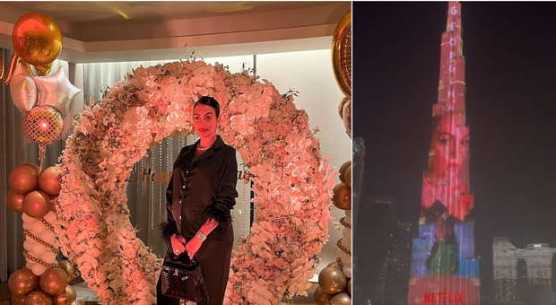Ronaldo, 60mila euro per il regalo di compleanno a Georgina: la foto della modella proiettata sul Burj Khalifa a Dubai