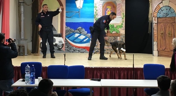 Zidane, il cane carabiniere in «cattedra» in una scuola di Torre del Greco