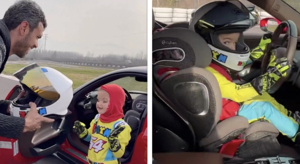 Fa guidare la sua Ferrari al figlioletto di 3 anni, il video virale divide il web