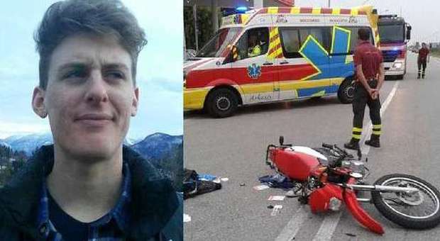 Riccardo Meneghel e la moto dopo l'incidente