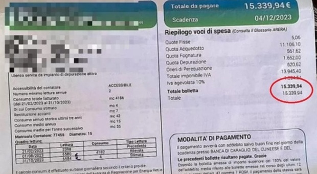 Bolletta dell'acqua da 15mila euro, morta Caterina Giovinazzo: era ricoverata in rianimazione dopo il malore alla vista della cifra pagata