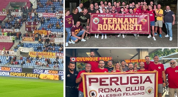 Rivali nel calcio di provincia ma uniti dalla passione per la Roma, ternani e perugini vicini in tribuna all'Olimpico