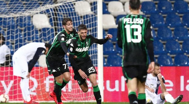 Sassuolo Chievo, Berardi esulta per il gol del 4-0