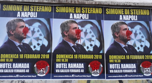 Napoli - Vernice rossa sui manifesti del leader di Casapound