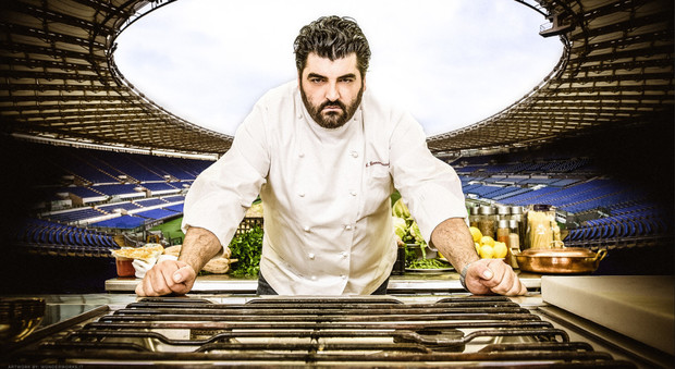 Roma, l'Olimpico diventa una maxi cucina: lo chef Canavacciuolo dà lezioni allo stadio