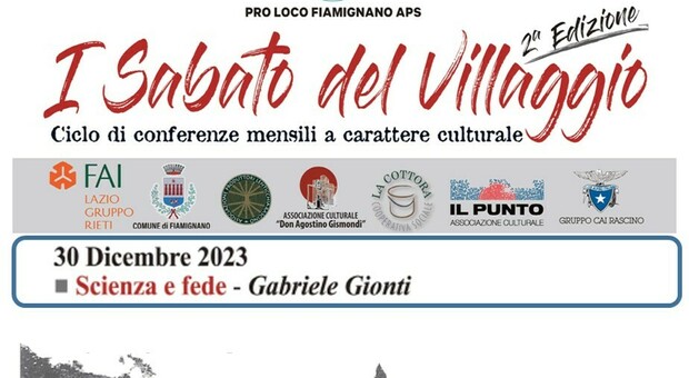 Ultima conferenza del 2023 per il ciclo dei Sabato del Villaggio a Fiamignano