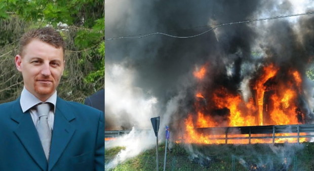 Fabrizio Fievoli e il camion incendiato a Portogruaro