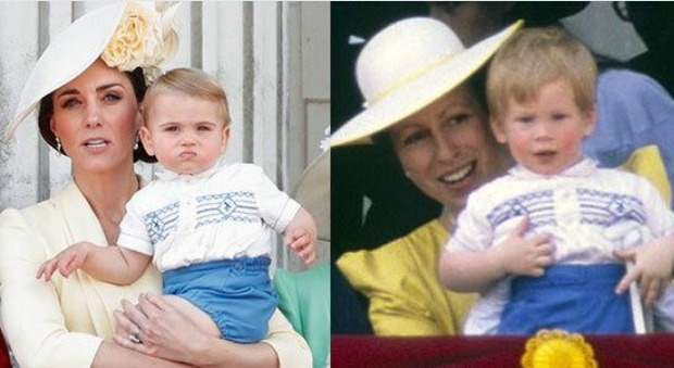 Kate Middleton ricicla: l'abito del piccolo Louis è quello di zio Harry da bambino